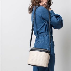 KARA Large Stowaway Bag - Embossed Cream Lambskin